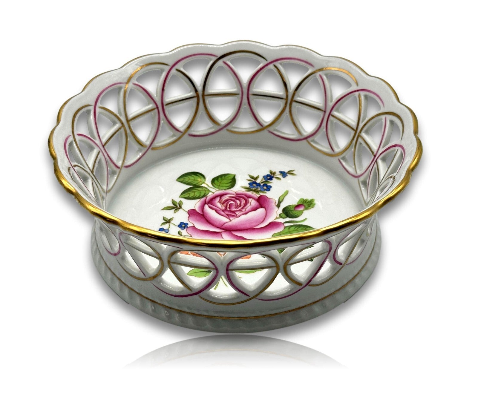 Herend 7404 PBR - Durchbruch Schale Korb - Porzellan - Petit Buoquet de Roses1