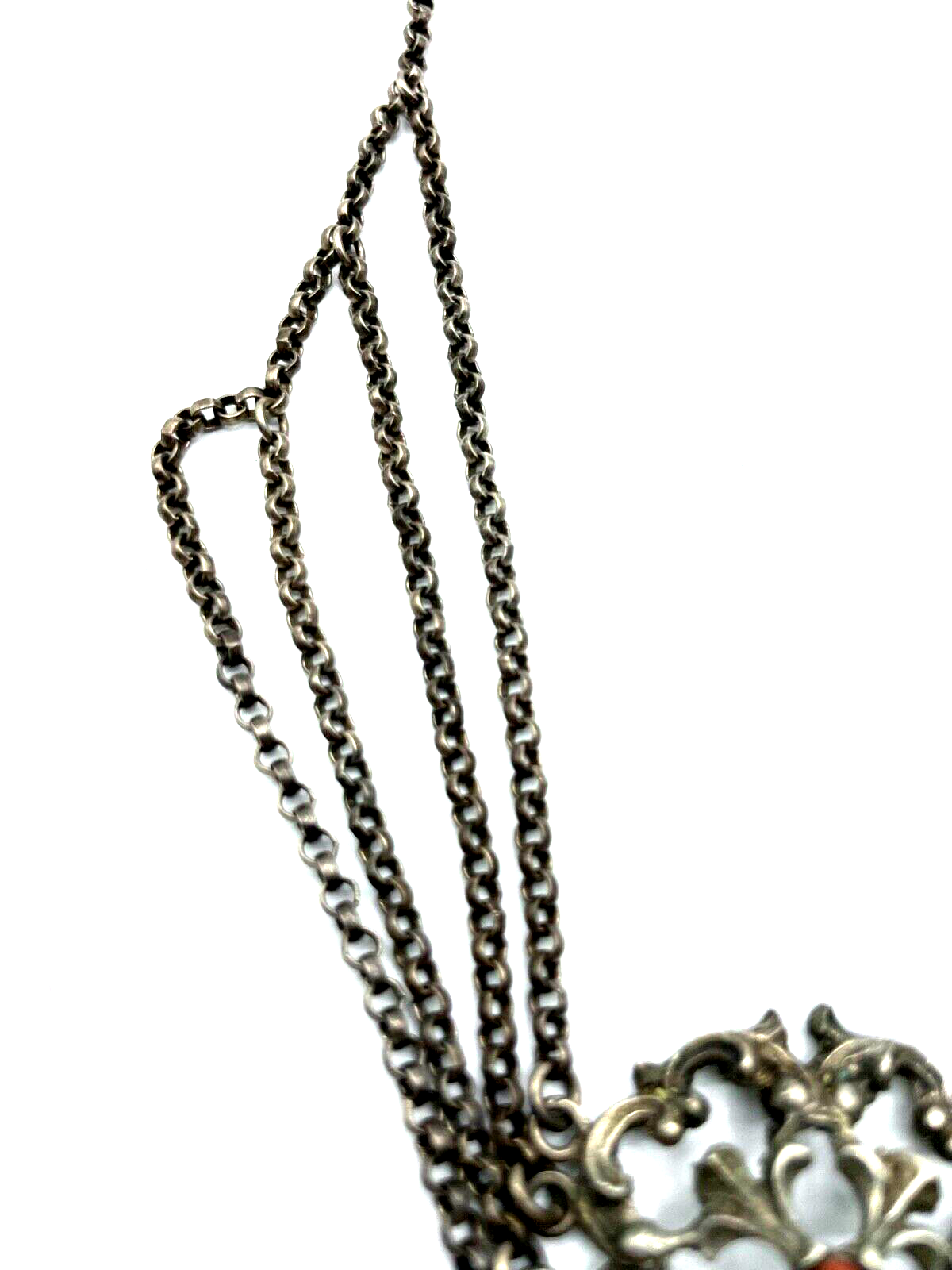 Antik 800 Silber Kropfkette Koralle Trachtenschmuck Halskette Collier Landhaus2