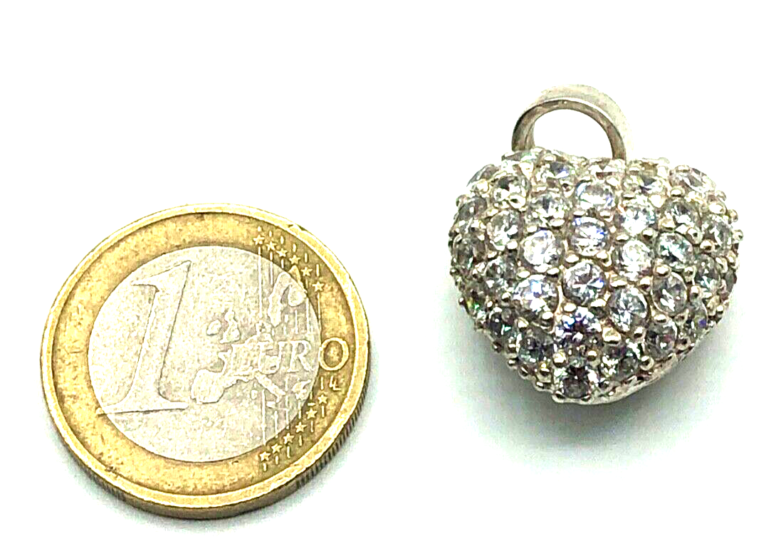 Lumani großer Herz Anhänger 925 Silber massiv 11 Gramm mit klaren Zirkonia L30mm0