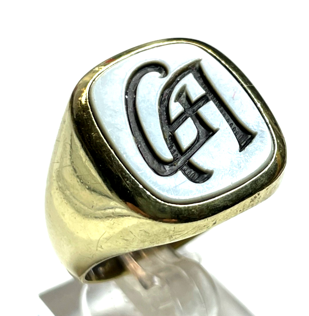 585 Gold 14 K Herrenring Ring Siegelring Lagenstein GA o AG Ø 22 mm RG 69 gepfl.7