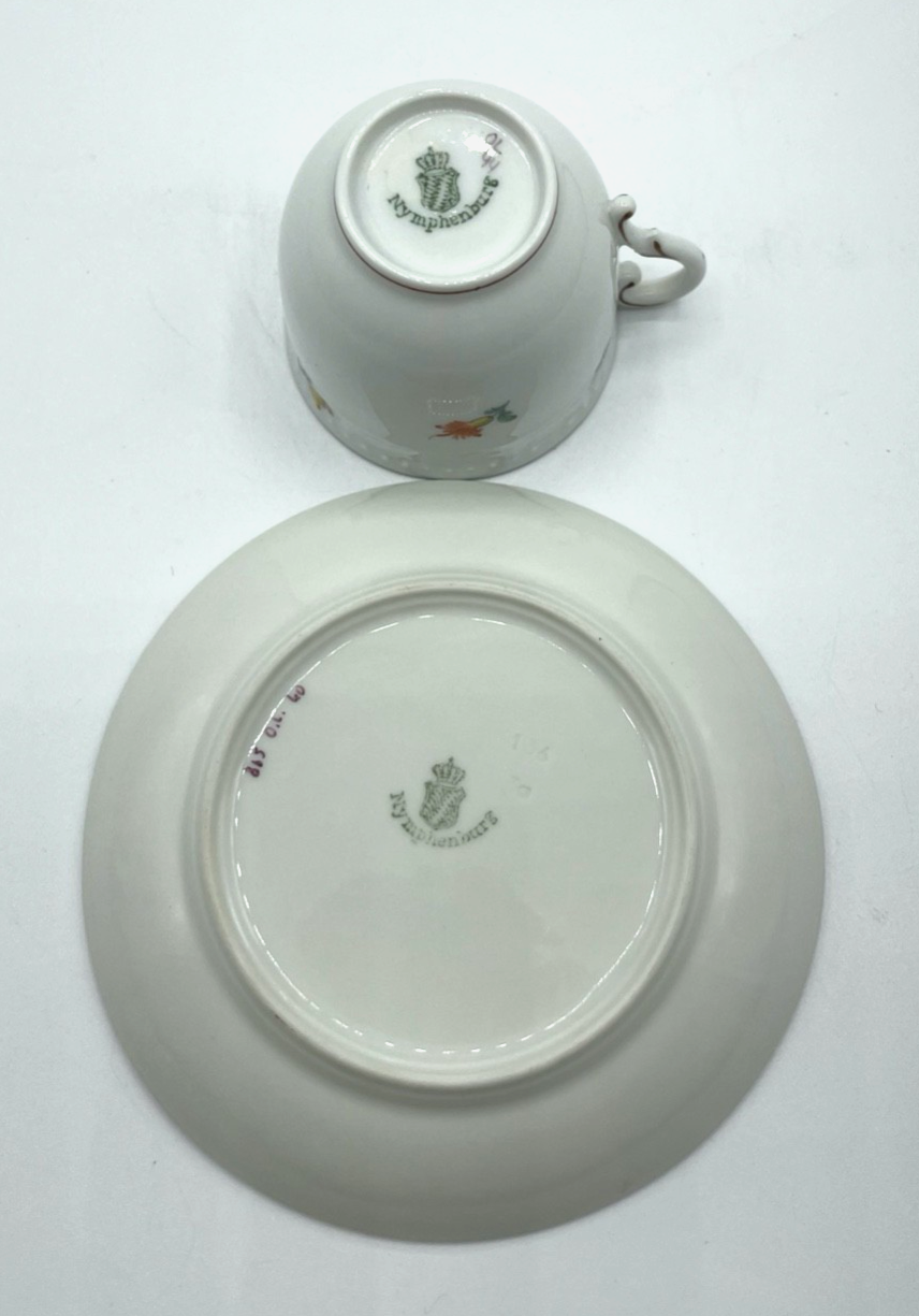 Antik Nymphenburg Porzellan Gedeck 2 tlg. Sammeltasse Mokkatasse  Espressotasse4