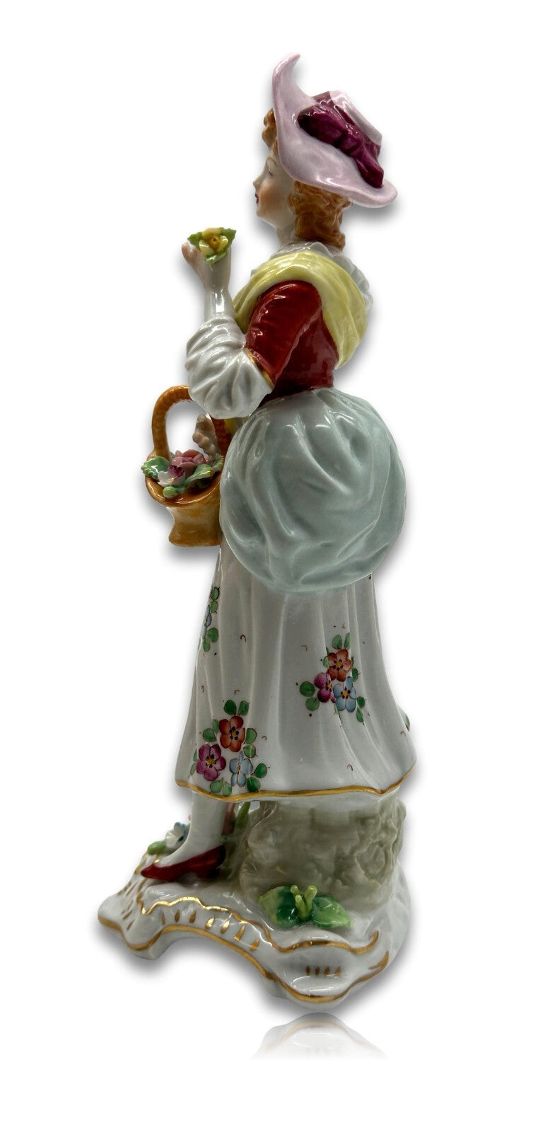 Sitzendorfer Porzellanmanufaktur - Dame mit Blumenkorb - Rokoko Porzellanfigur2
