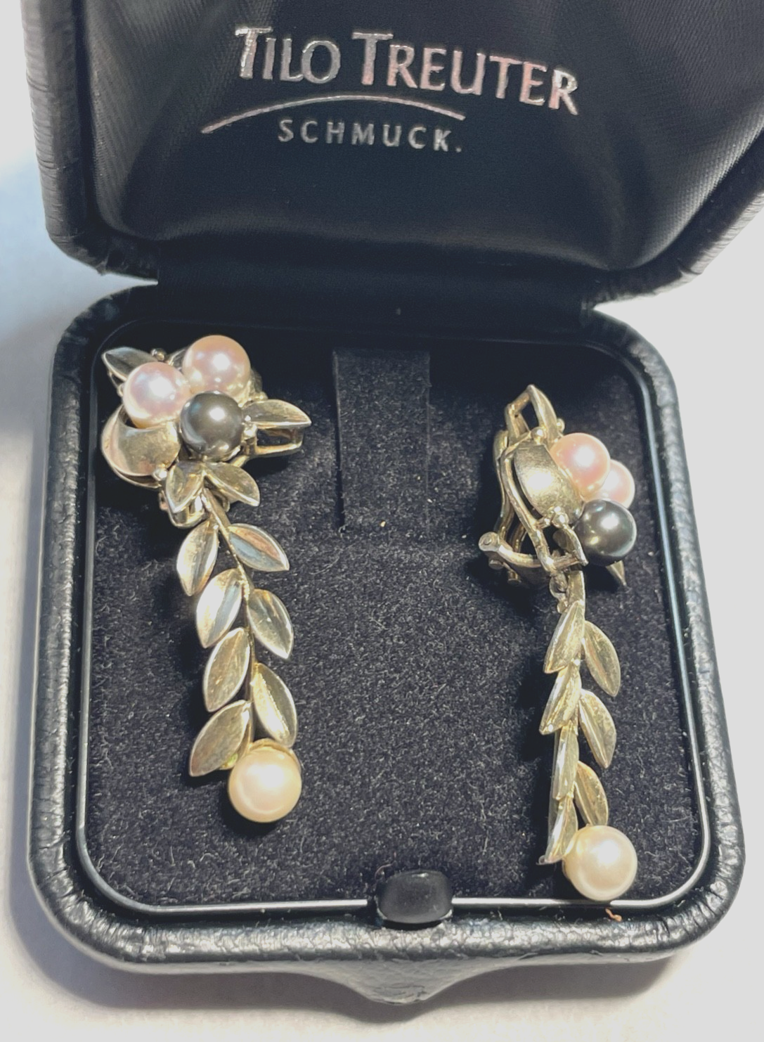 Stattlich elegante 925 Silber vergoldete Ohrringe Ohrclips Clips 8x Akoya Perle0