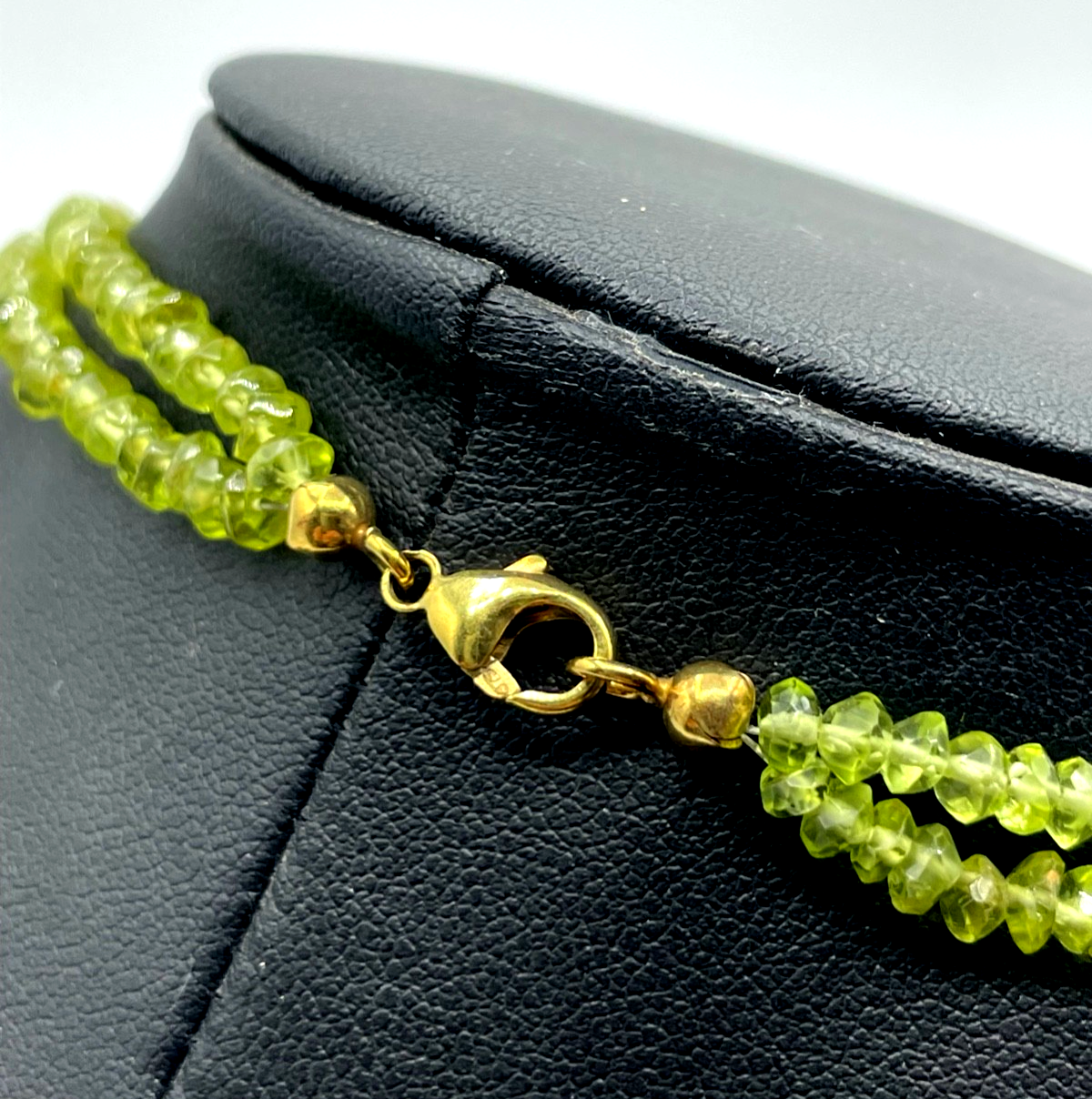 BCI 375 Gold 9 K facettierte Peridot Kette Halskette L 44,5 cm zweisträngig gepf4