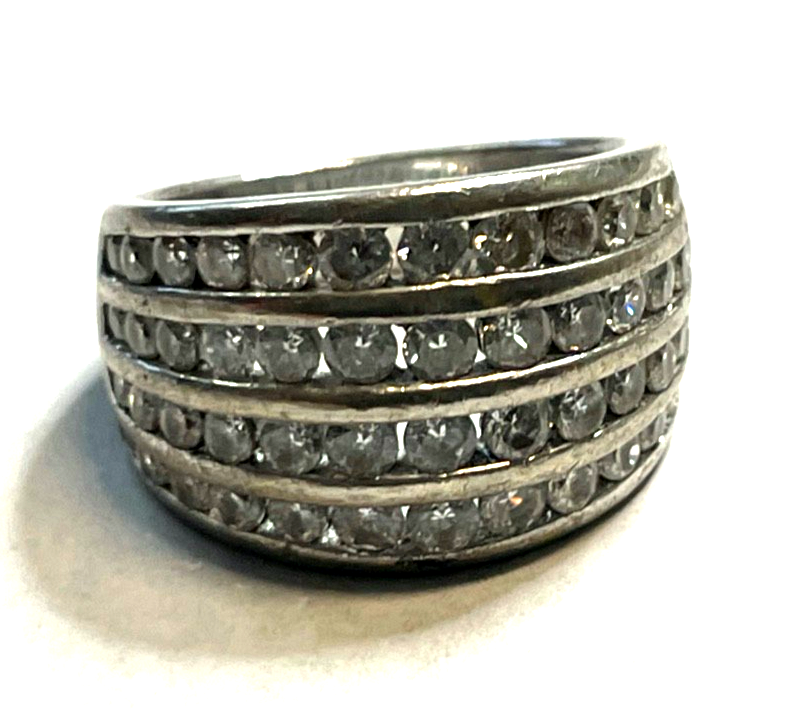 Solider 925 Silber Ring Cocktail Silberring CZ Besatz Handarbeit Ø 16 mm RG 509
