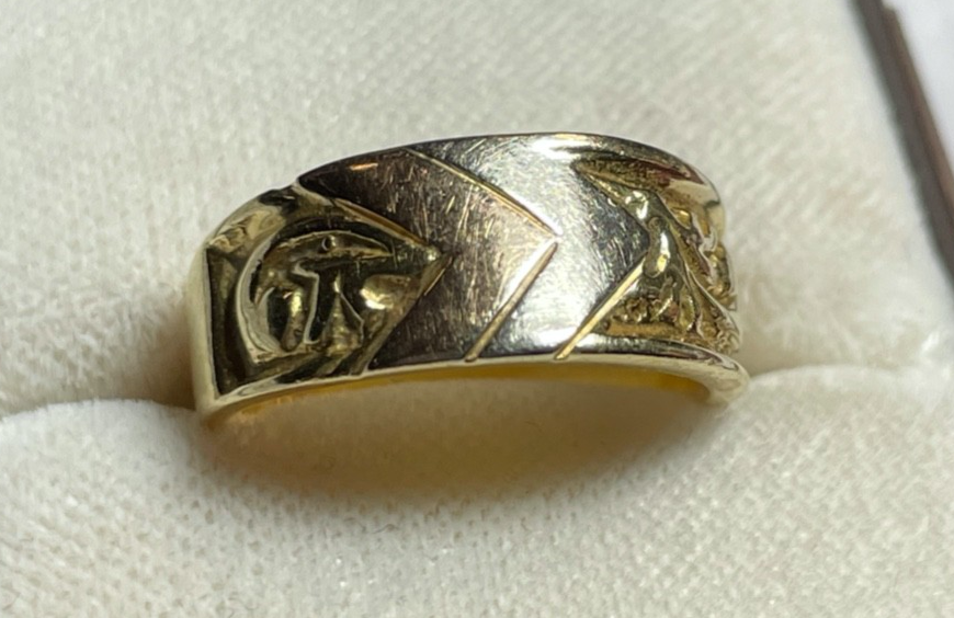 Vintage 750 Gold 18 K Goldring tricolor Bandring massiv Ø 17,2 mm RG 54 Juwelier0