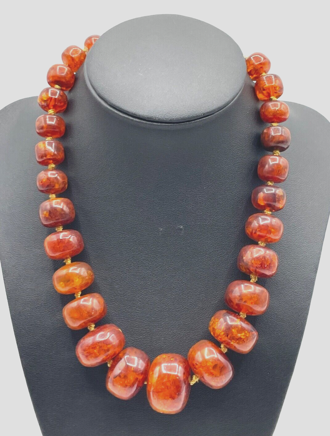 Vintage stattliche Bernstein Kette mit Inklusen amber necklace 59 Gramm L 43 cm1