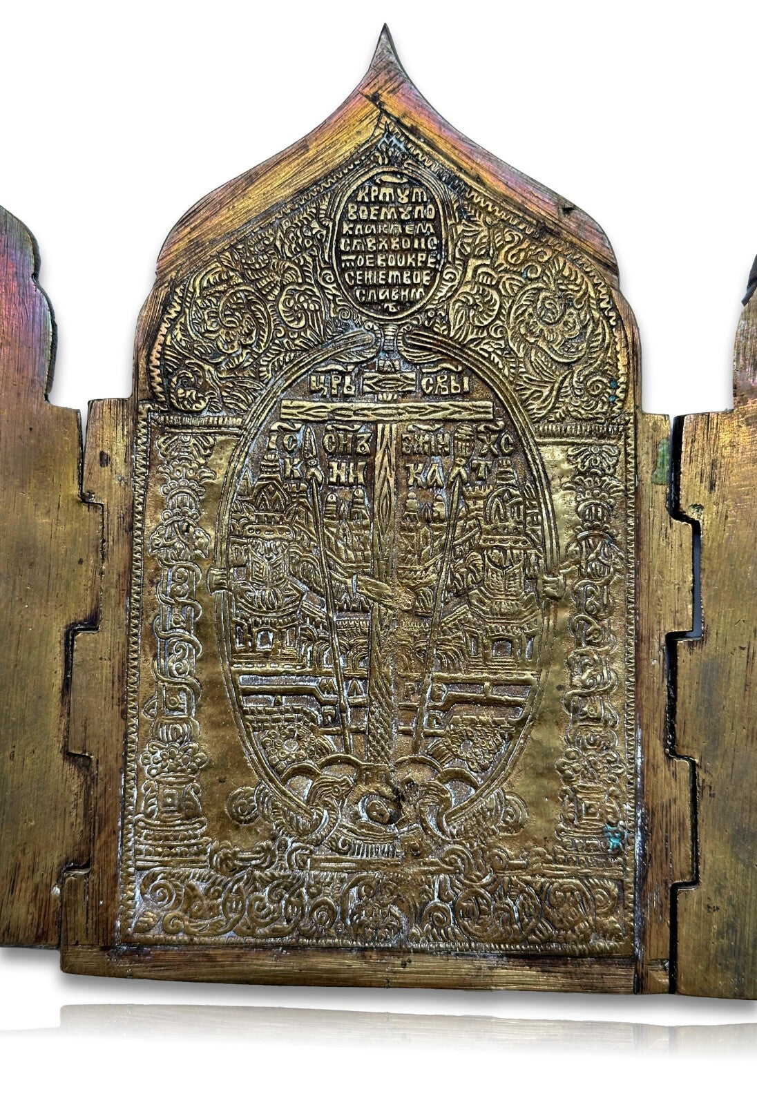 Russische Reise-Ikone - Polyptychon - Bronze - um 1800 - Emailliert - 4-teilig11