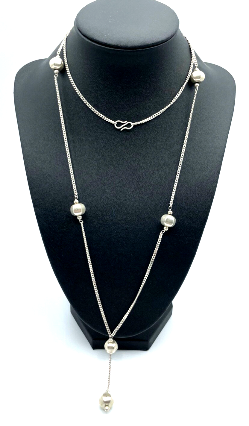 Y-Kette Silberkette Collier 925 Silber einfache L 49 cm Handarbeit ungetragen 30
