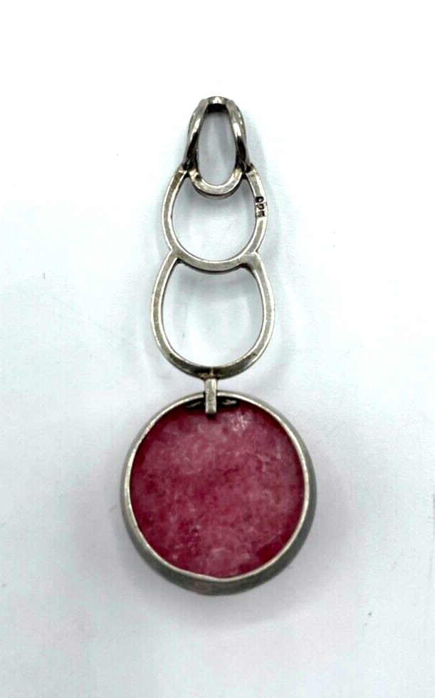 70er J Design 925 Silber Anhänger Handarbeit Rhodochrosit Cabochon Amulett L45mm4