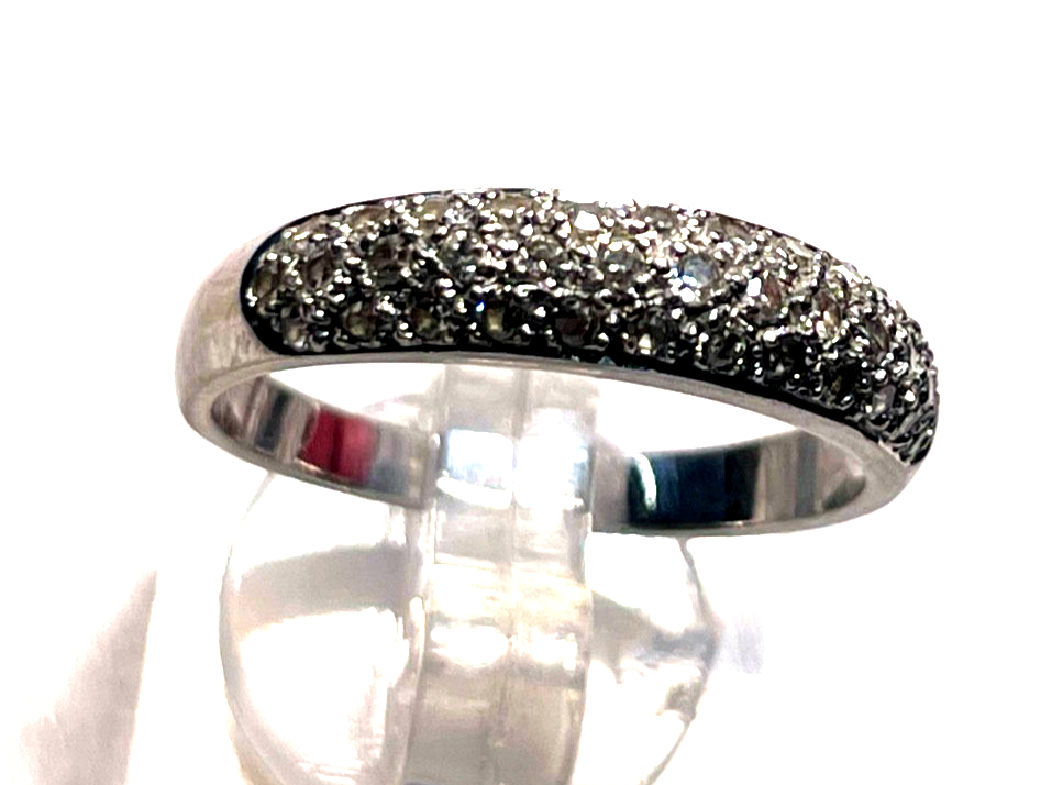 585 Gold 14 K Weißgold Ring Brillanten Halbkuppel Ø 17,8 mm RG 56 Juwelier2