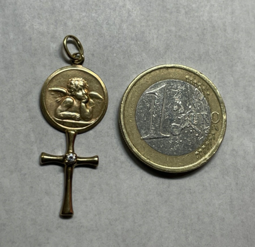 333 Gold 8 K Anhänger Gott Schütze Dich Schutzengel und Kreuz unisex Talisman5