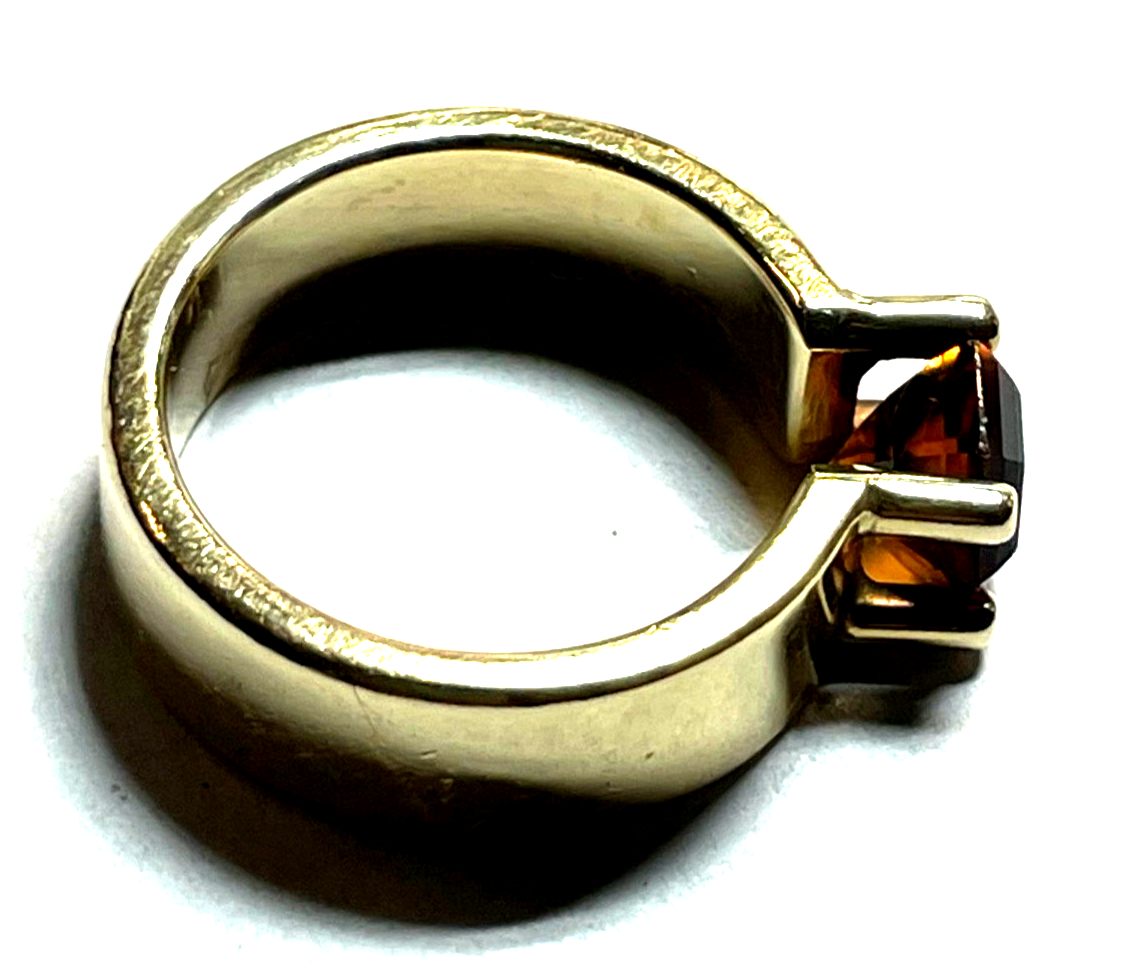 14 K 585 Gold massiver Ring Unikat mit Madeira Citrin Juwelier  Ø 17,5 mm RG 555