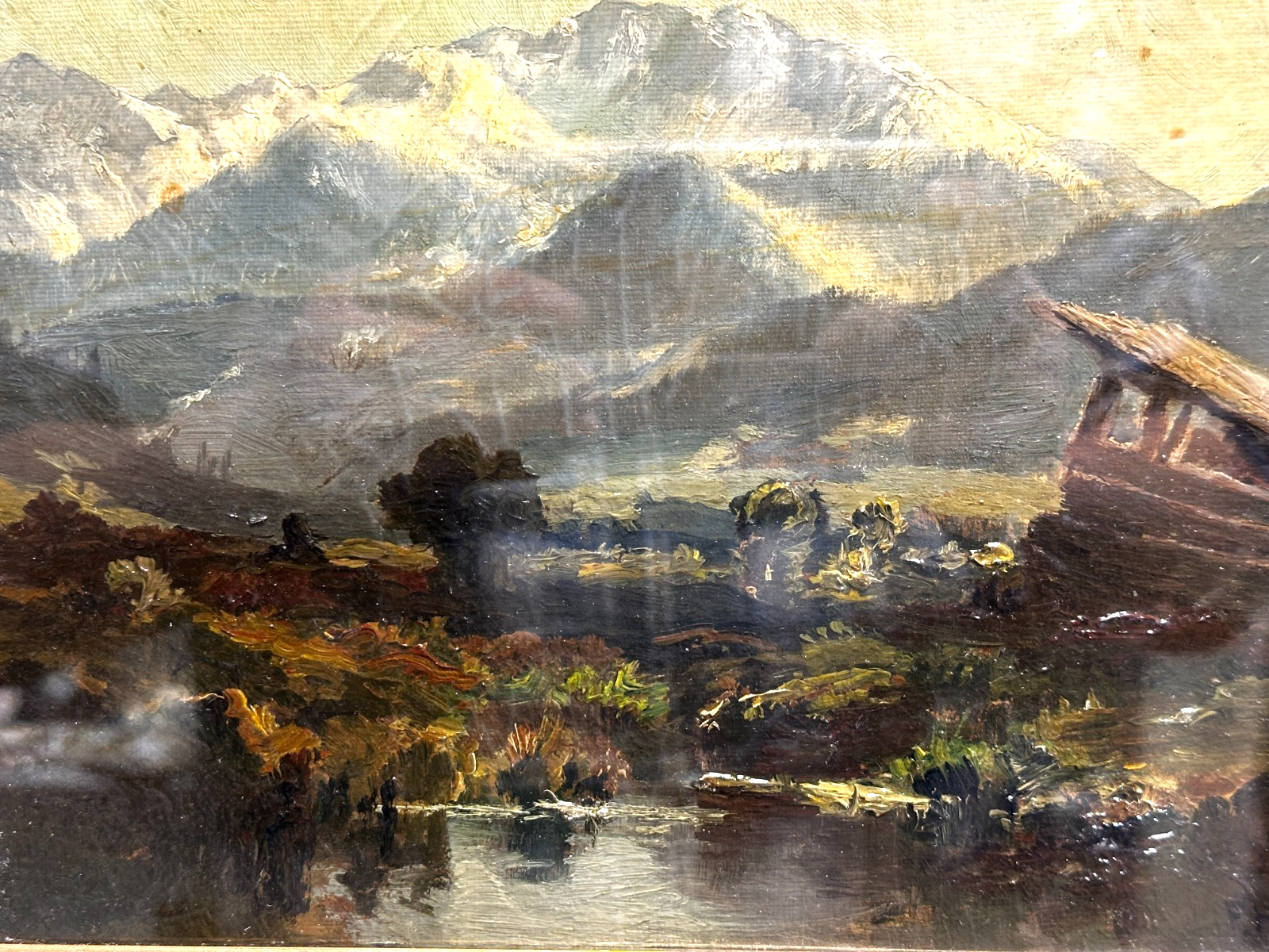 Fritz Halberg-Krauss  1874–1951  Öl/Masonit Alpenpanorama signiert - Prunkrahmen1