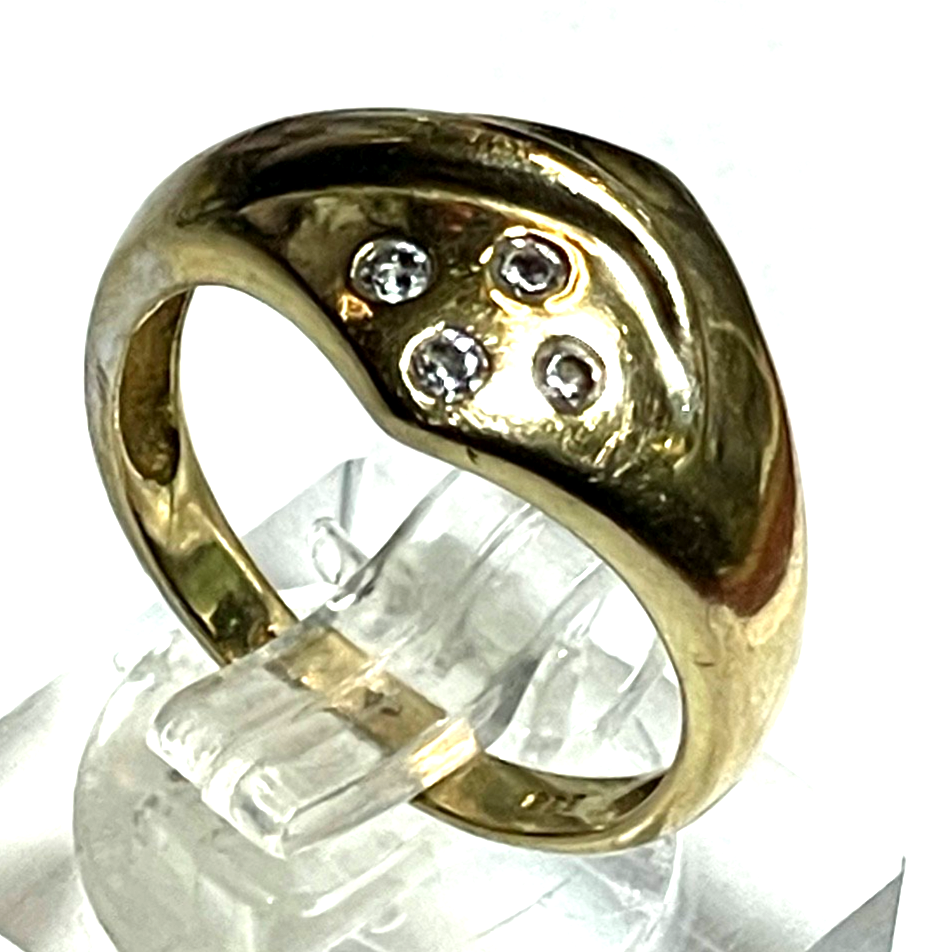 Moderner 333 Gold 8 K Ring 4 x Simili Diamant Ø 17 mm RG 54 Juwelier gebraucht1