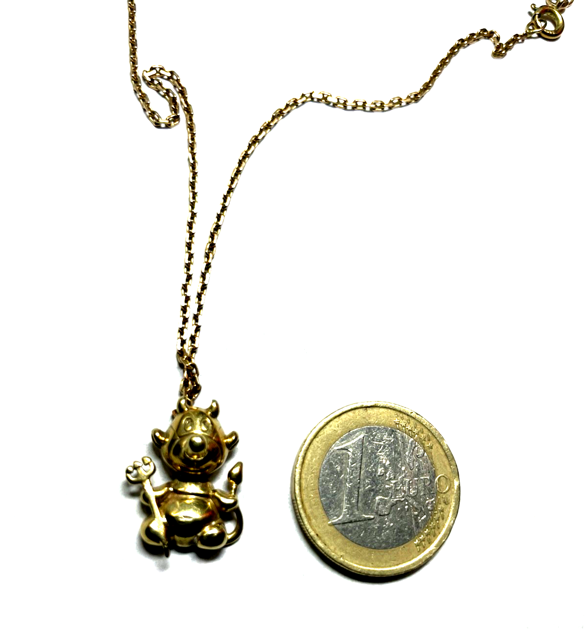 333 Gold Anhänger Teufel Teufelchen an 59 cm Goldkette Ankerkette 8 K unisex6