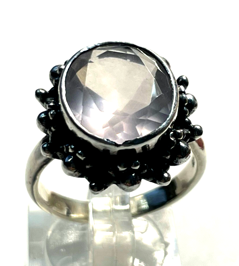 Vintage solider 925 Silber Ring heller Amethyst massiv Ø18,5mm RG 58 Handarbeit4