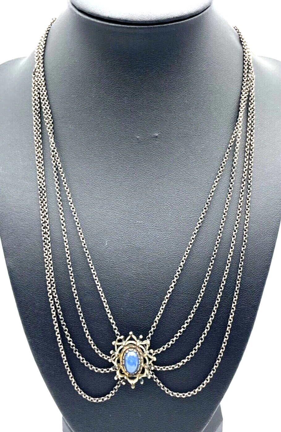 Antik schöne 835 Silber Halskette Kropfkette Erbskette 4 reihig Tracht Dirndl0