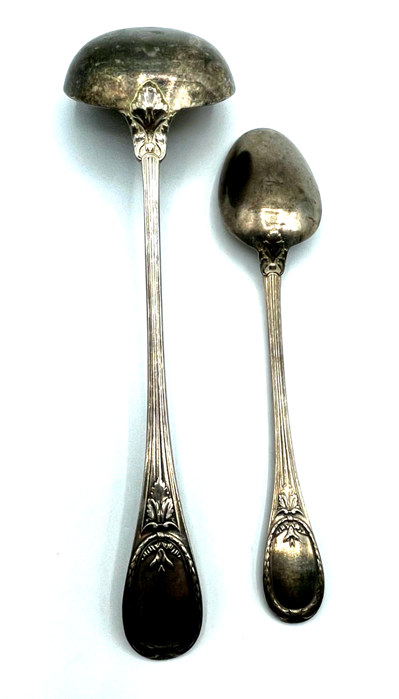 Antik Christofle Vorleger  Löffel + Kelle Muster Malmaison oder Trianon versilb.3