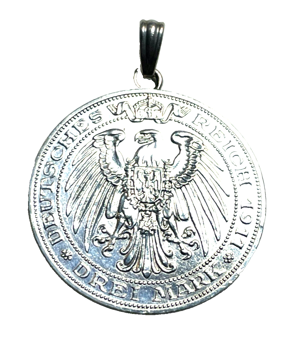 Antik Münzanhänger Silber Deutsches Reich Drei Mark 1911 A Wilhelm II + III4