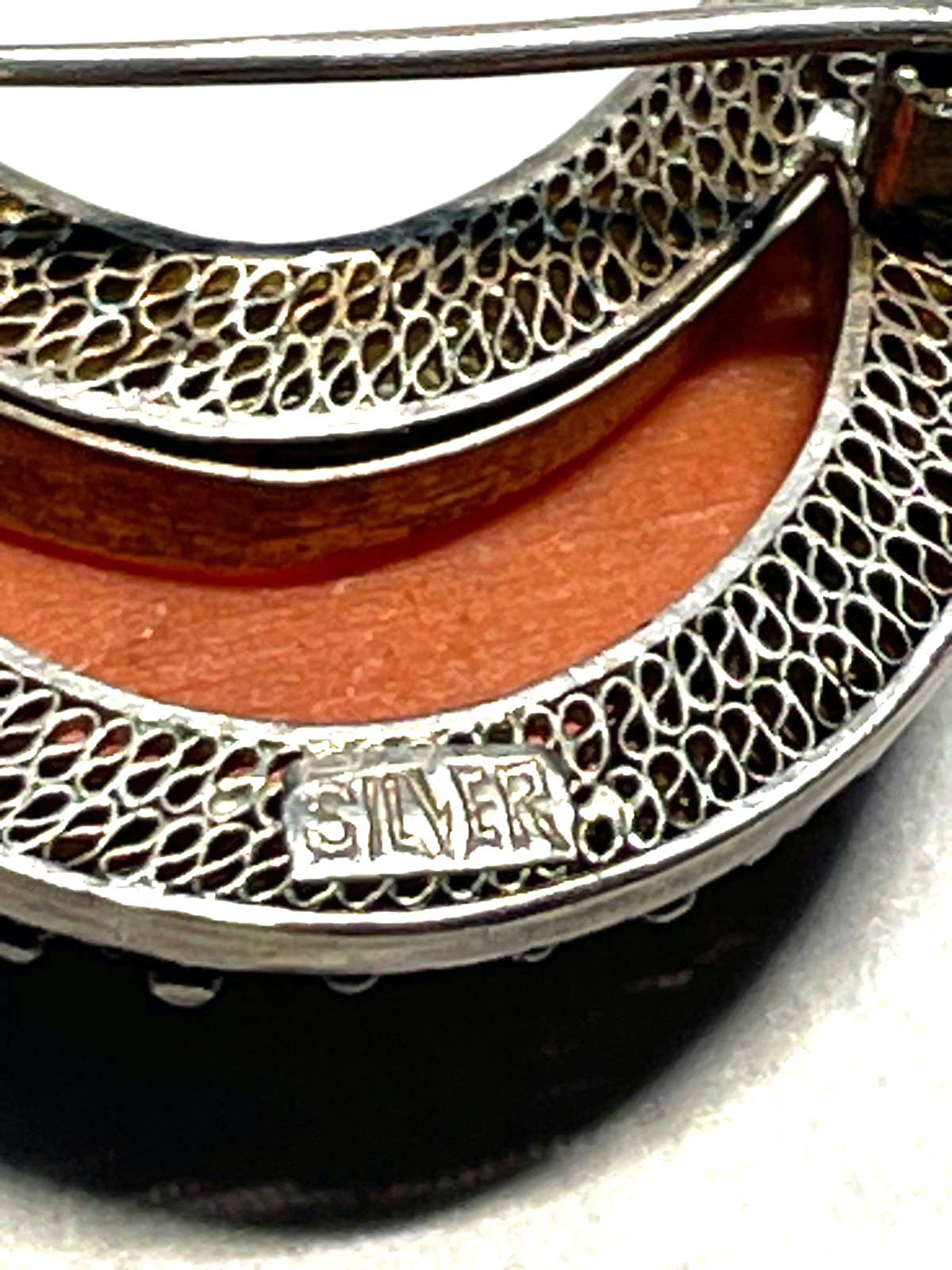 Antik edle Sterling Filigransilber Brosche Anstecknadel + Koralle Handarbeit8