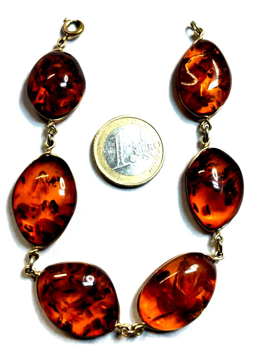Stattliches altes  Bernstein Design Armband Golddouble sehr gepflegt L 23 cm2