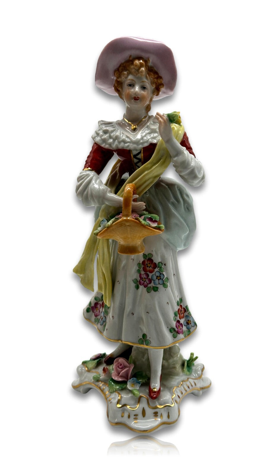 Sitzendorfer Porzellanmanufaktur - Dame mit Blumenkorb - Rokoko Porzellanfigur6