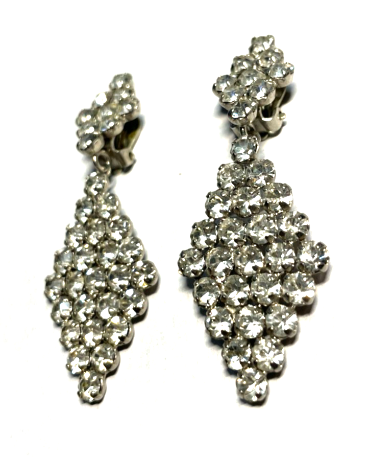 Paar vintage Strass Ohrclips Clips top gepflegt L 55 B 27 mm wunderschön elegant3