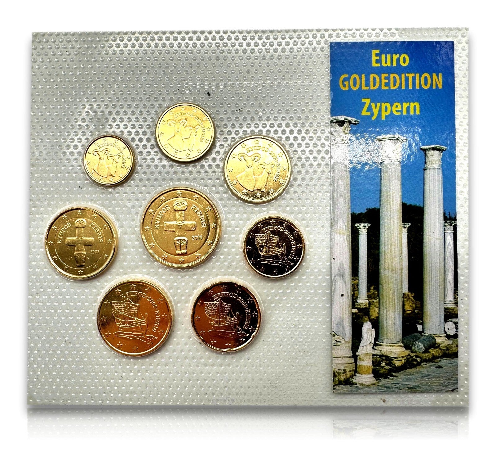 Zypern KSM Kursmünzsatz 2008 Euro € - 24 ct vergoldet - Limitierte Edition2