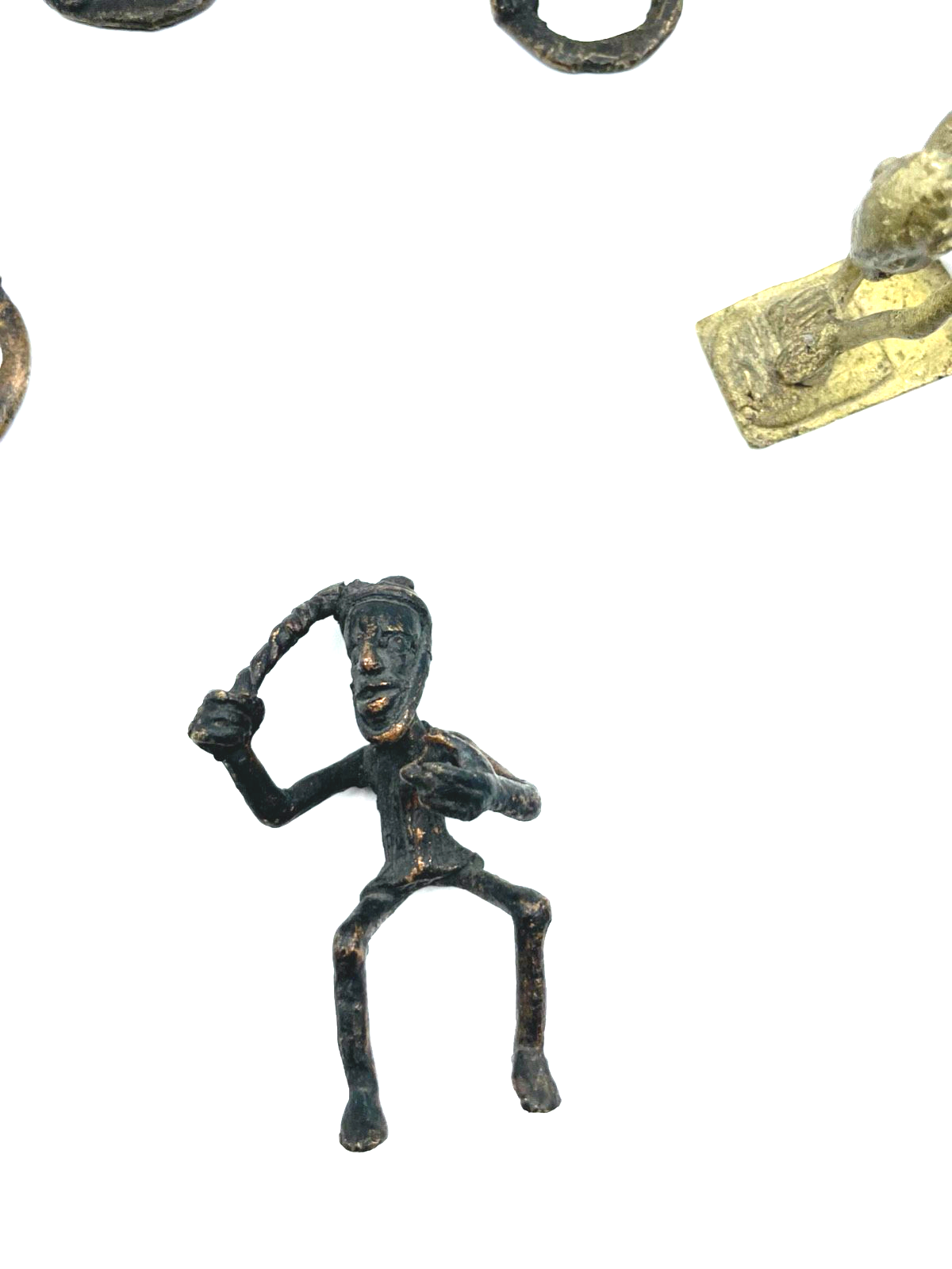 Konvolut vintage Sammlung 7 Afrika Ashanti Ghana Figuren Messing Bronze Handarbe4