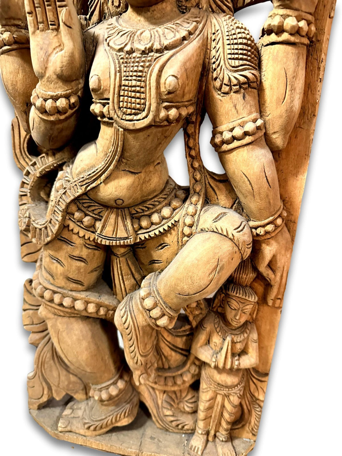 Großes geschnitztes Wandrelief - Indien - Gott Shiva Krishna - 20. Jhd. Holz4
