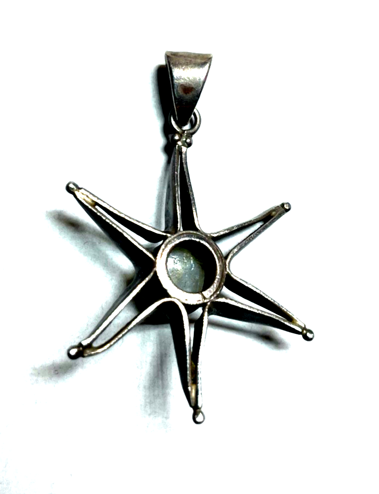 925 Silber Anhänger Sonne oder Stern mit 1A Mondstein Cabochon Handarbeit unisex4