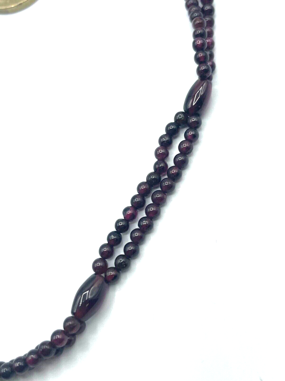 Vintage Granat Kette zweireihig elegant Double Federring L 52 cm B10 mm gepflegt2