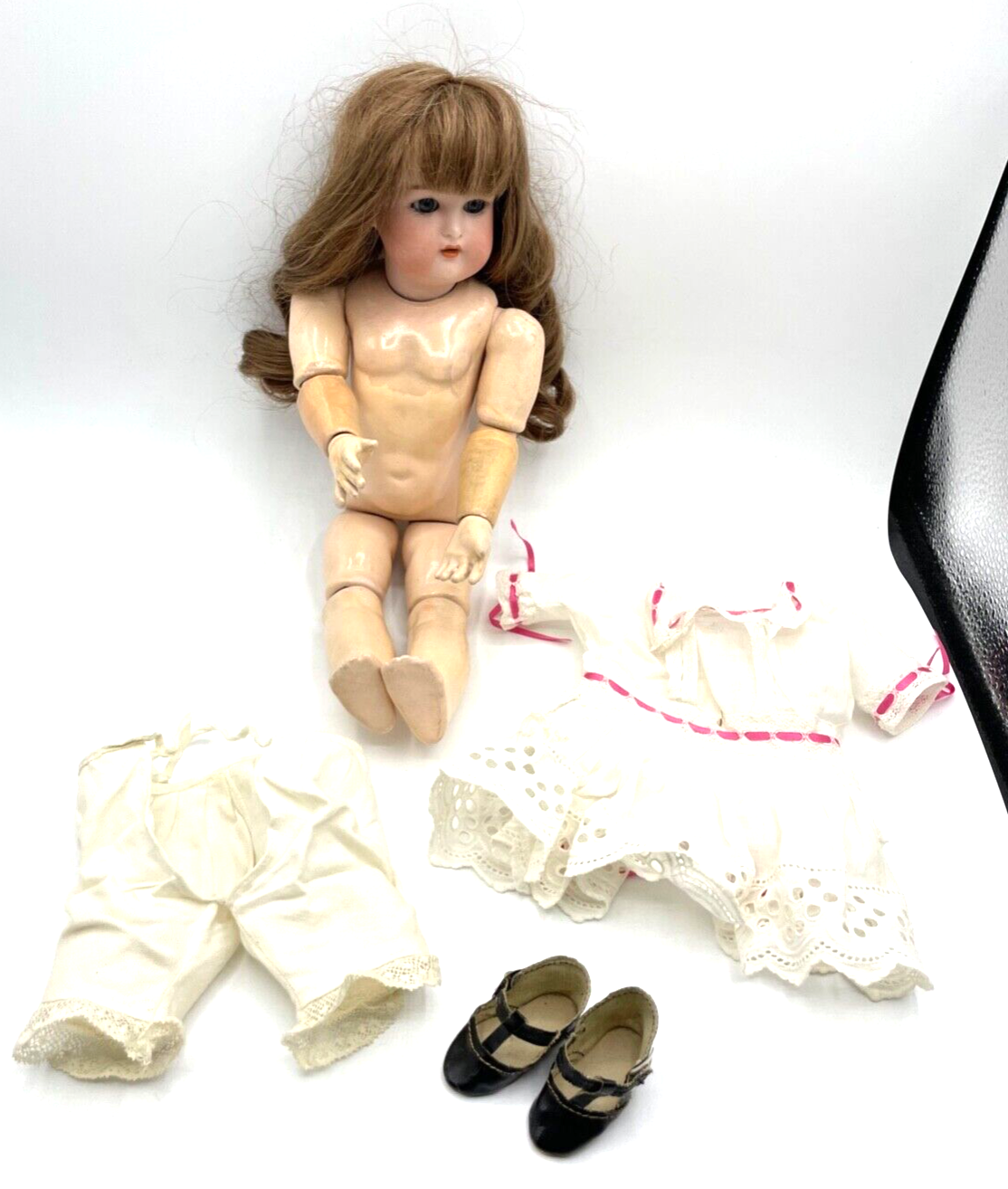 Antik K&R Kämmer & Reinhardt Porzellankopf Puppe 36 cm Gliederkörper um 1900 rar19