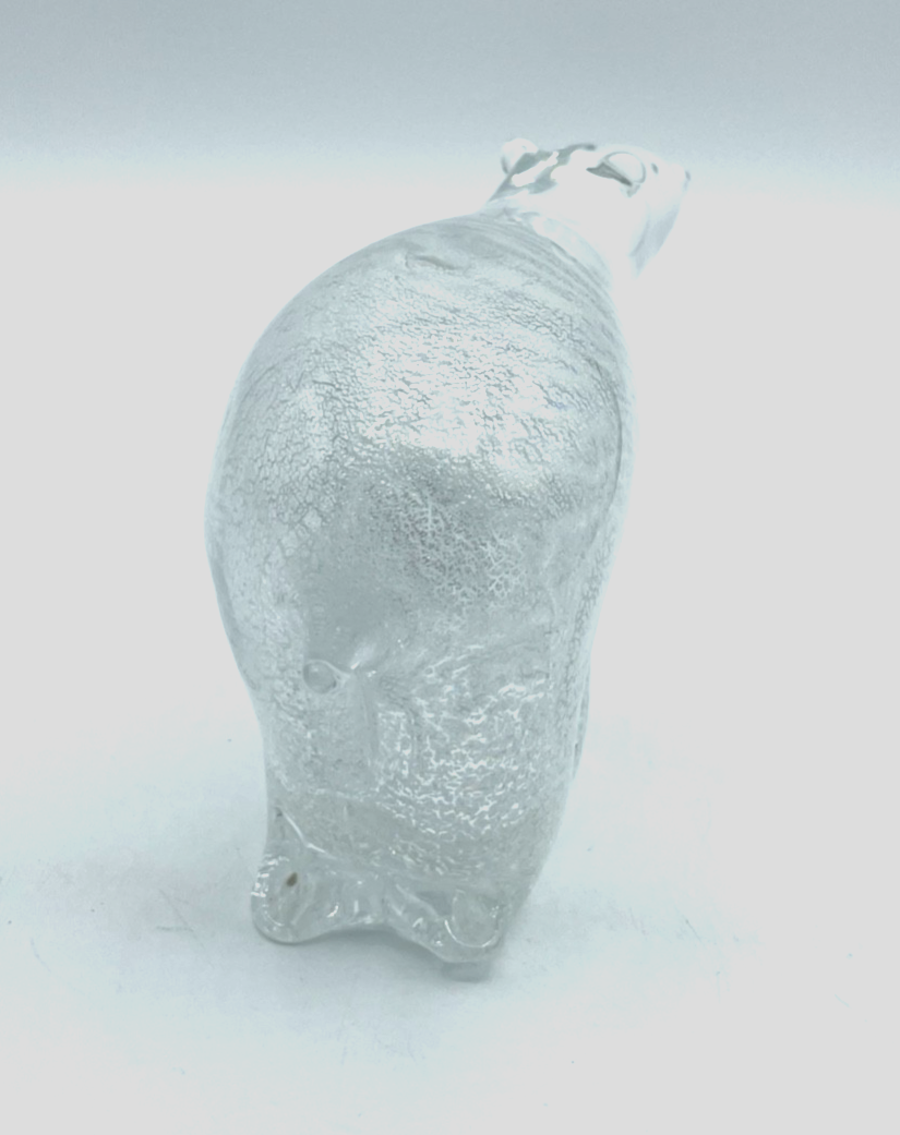 Vintage Glas Figur Eisbär Kunstglas Gränna Glasbruck Sweden Handmade Silver5