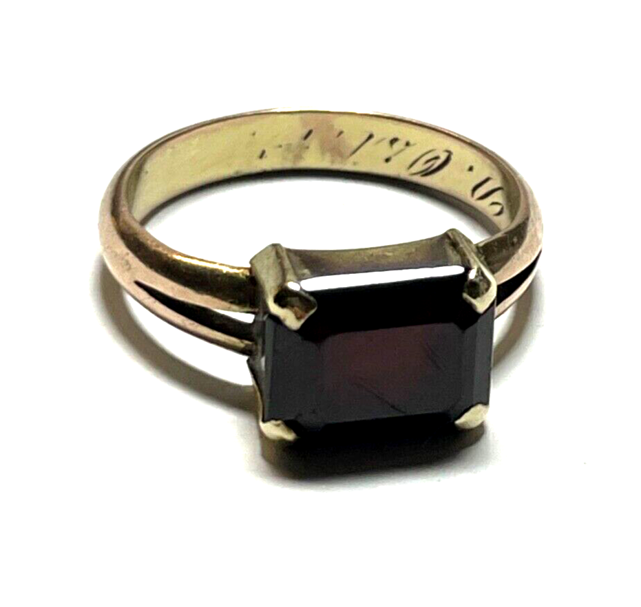 Antik 333 Gold 8 K Ring dunkel roter Granat Ø 20 mm RG 63 solide Qualität11