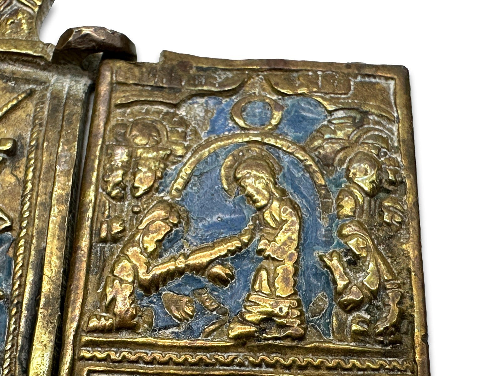 Antike russische Ikone - Bronze - um 1800-1840 -  Hl.Nikolaus - Tetraptychon7