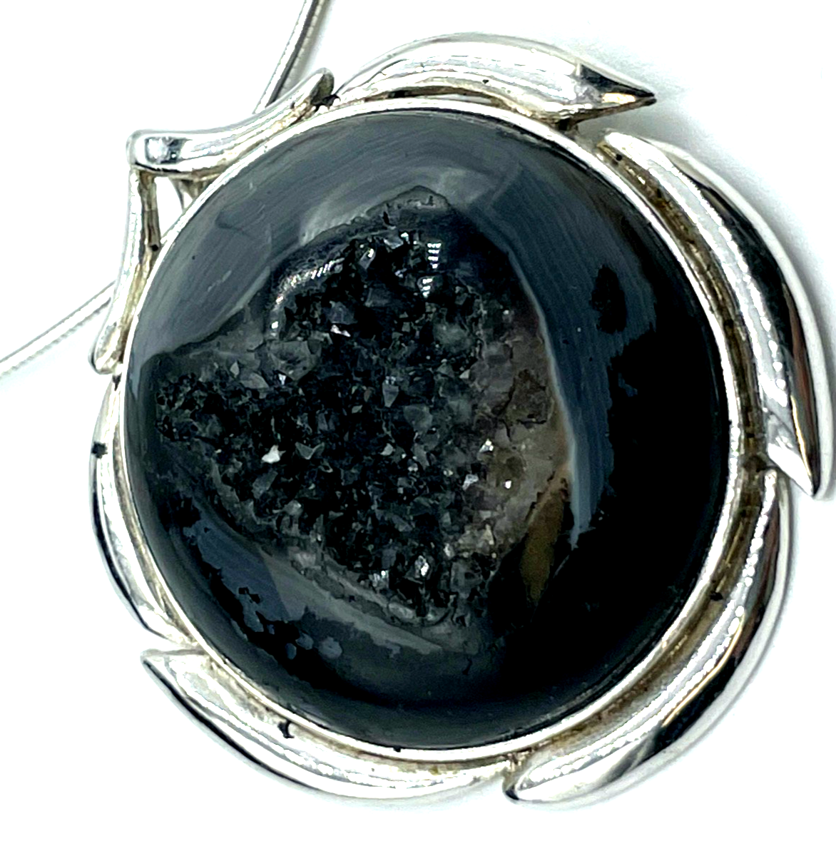 Attraktiv + groß Statement TAU Anhänger Achat Druse + Schlangenkette 925 Silber0