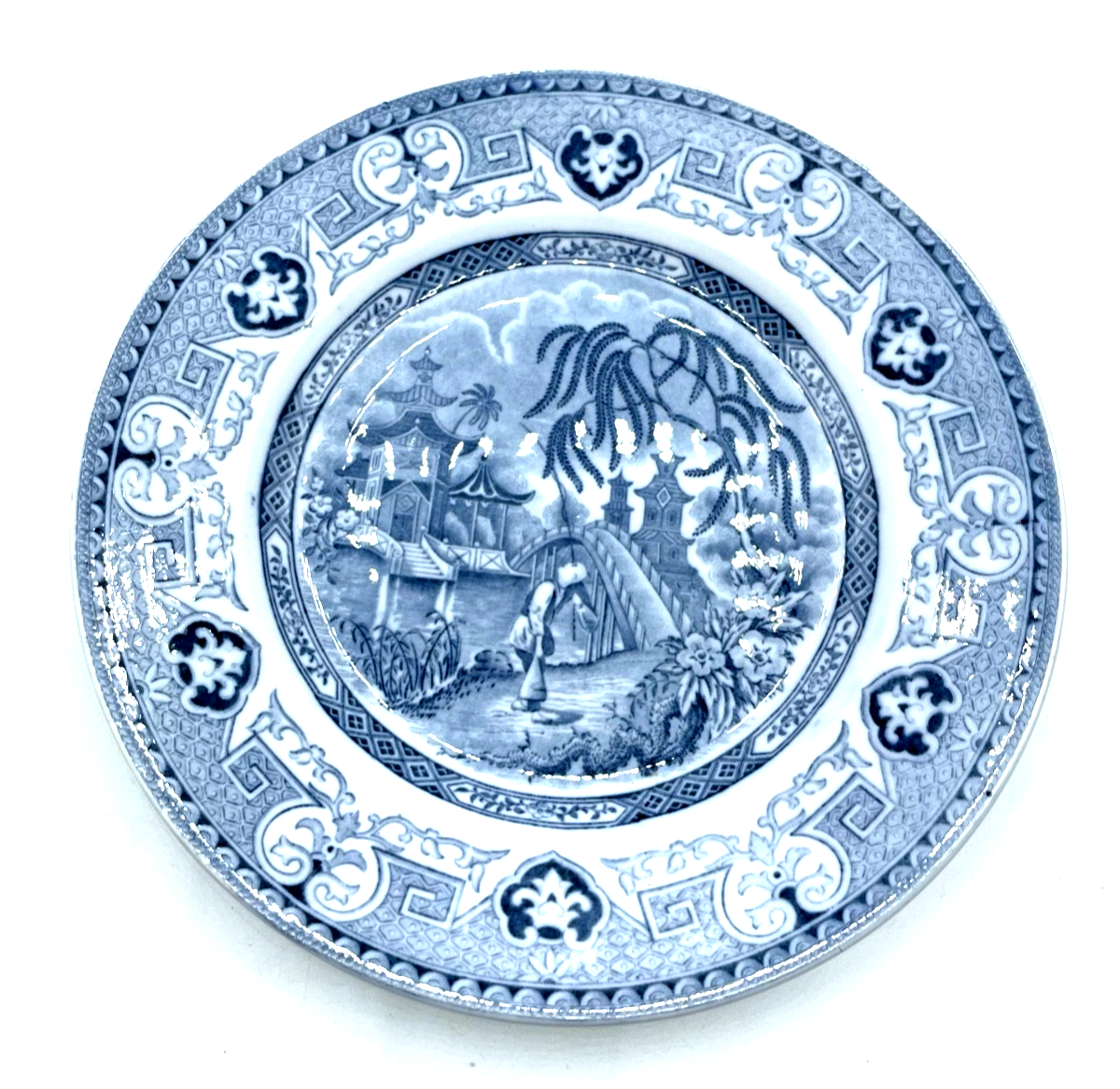 Antik blaue Yeddo U&C Sarreguemines Teller Speiseteller Ø 24 cm 6 Stück gepfl.0