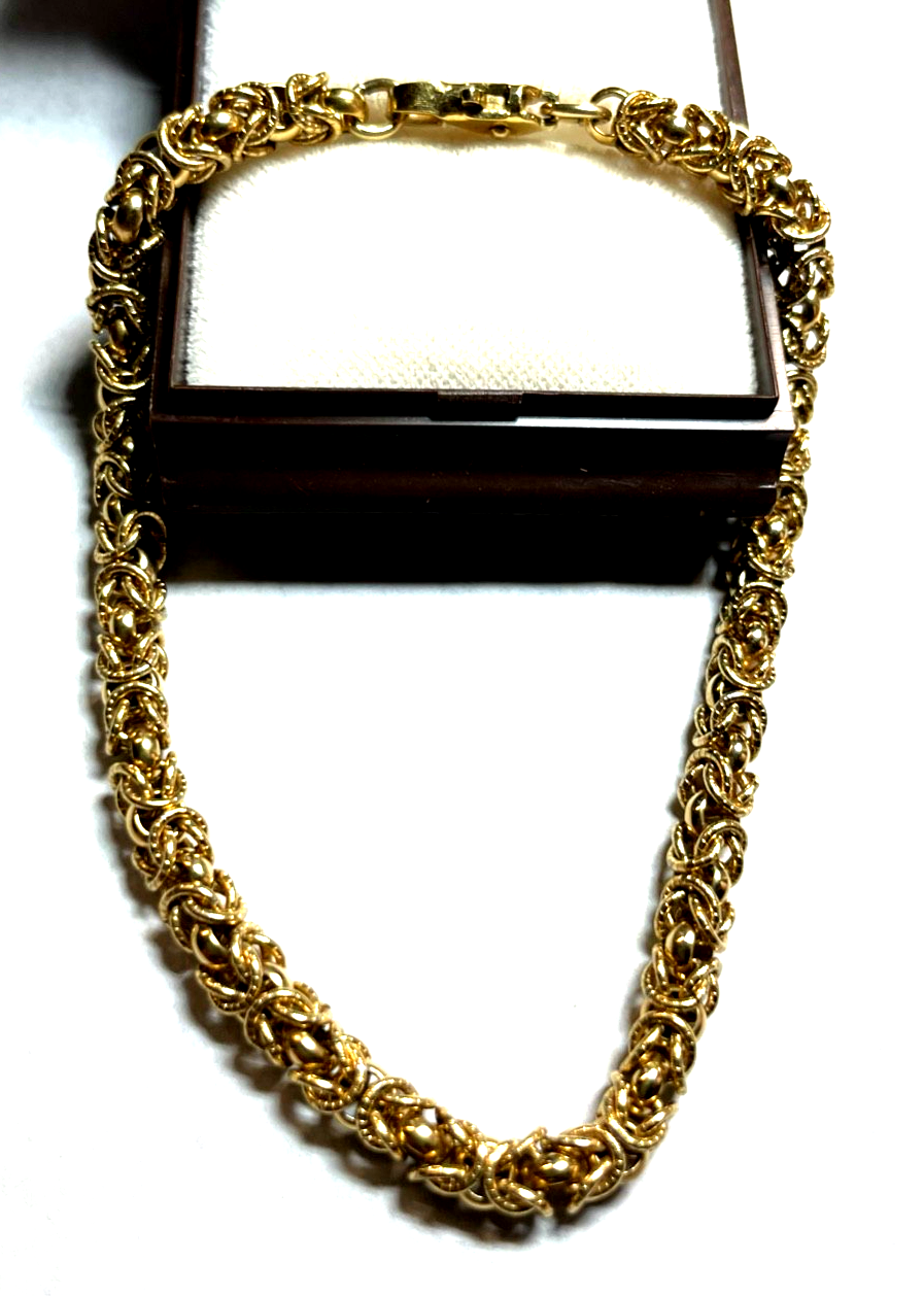 Neuwertig Modeschmuck vergoldet runde Königskette Armband unisex L 21,5 cm B 5mm1