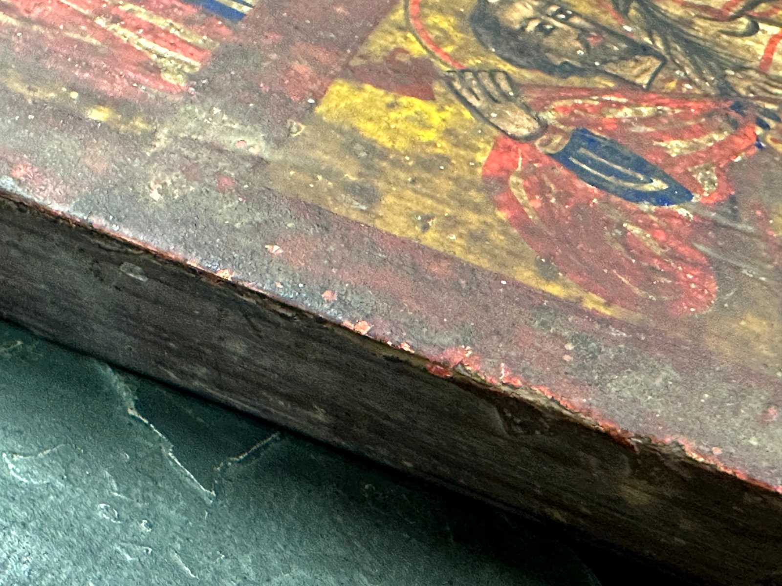 Alte Ikone um 1800 – Deësis mit Hl. Theodor & Johannes – Rumänien Tempera & Gold9
