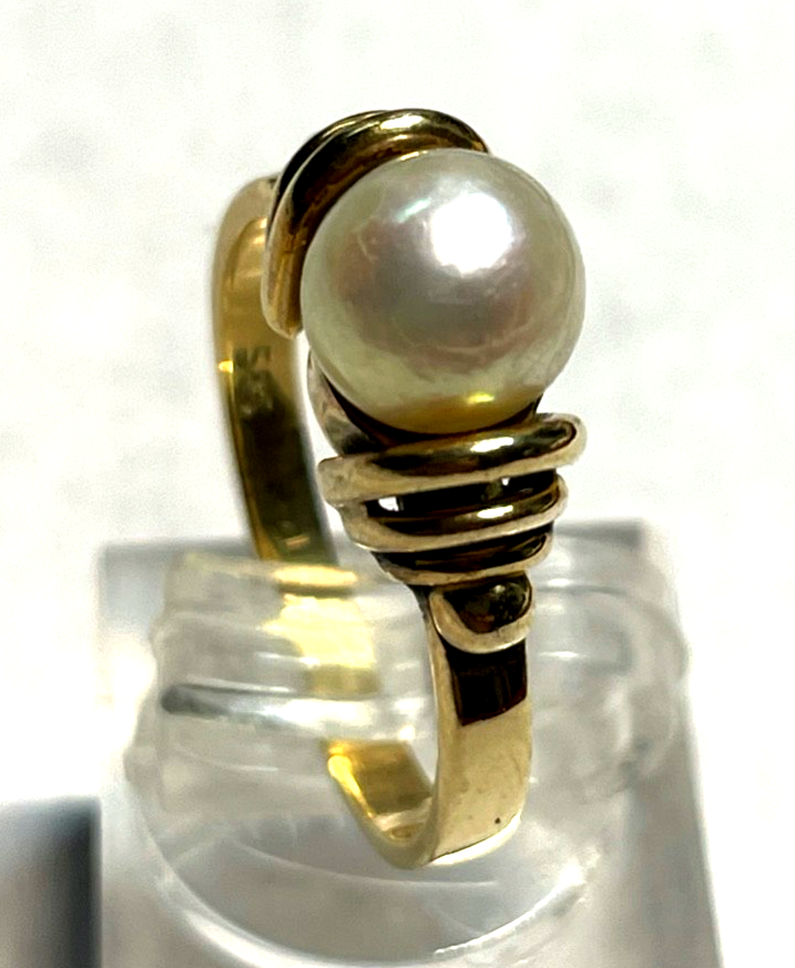 Solider Klassiker 585 Gold 14 K Ring 17,5 mm RG 55 Natur Perle Juwelier 4,25 Gr.4