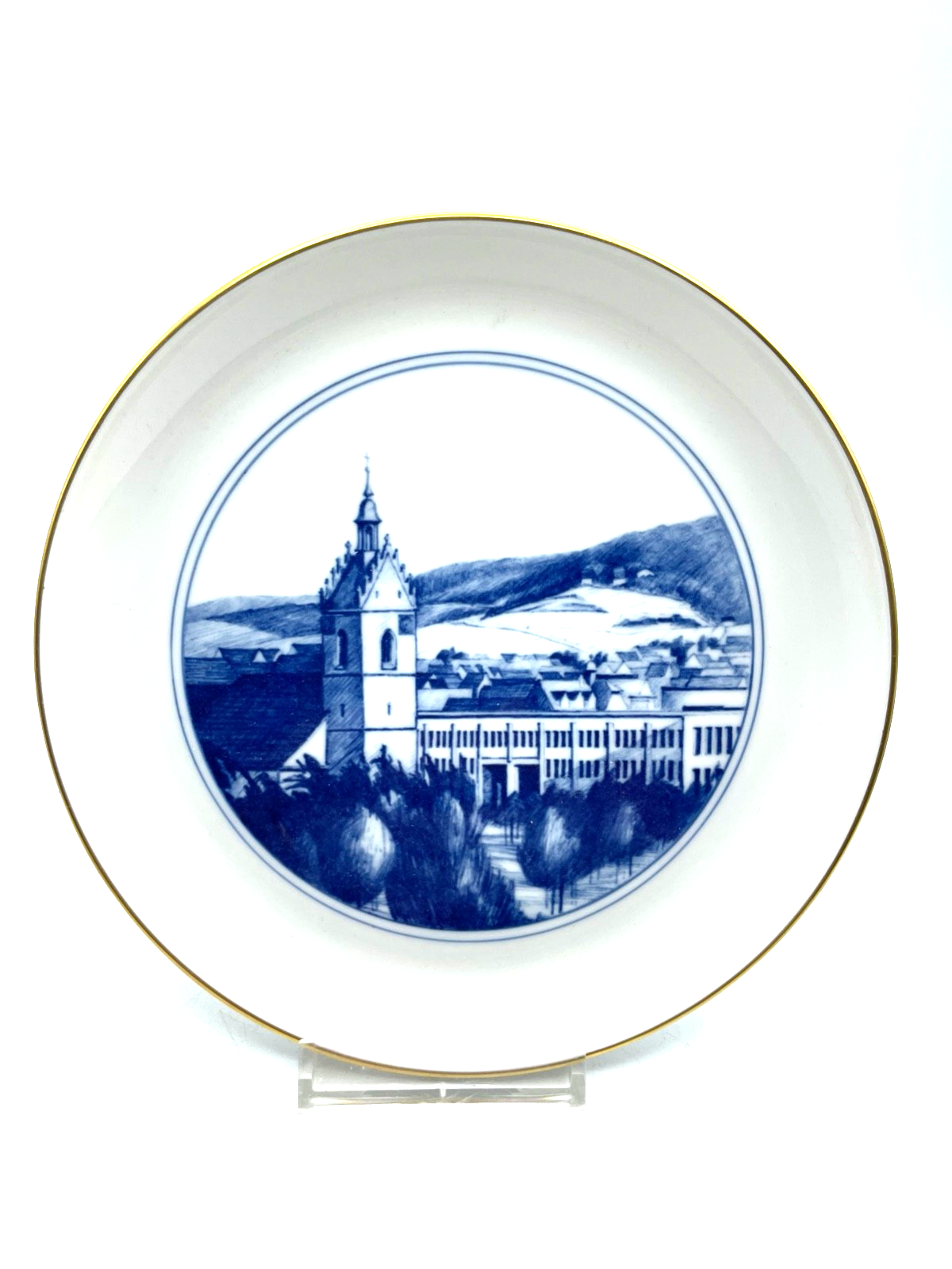 Vintage Meissen Porzellan Wandteller Fellbach Ansicht  Ø 17,7  cm 1A Zustand0