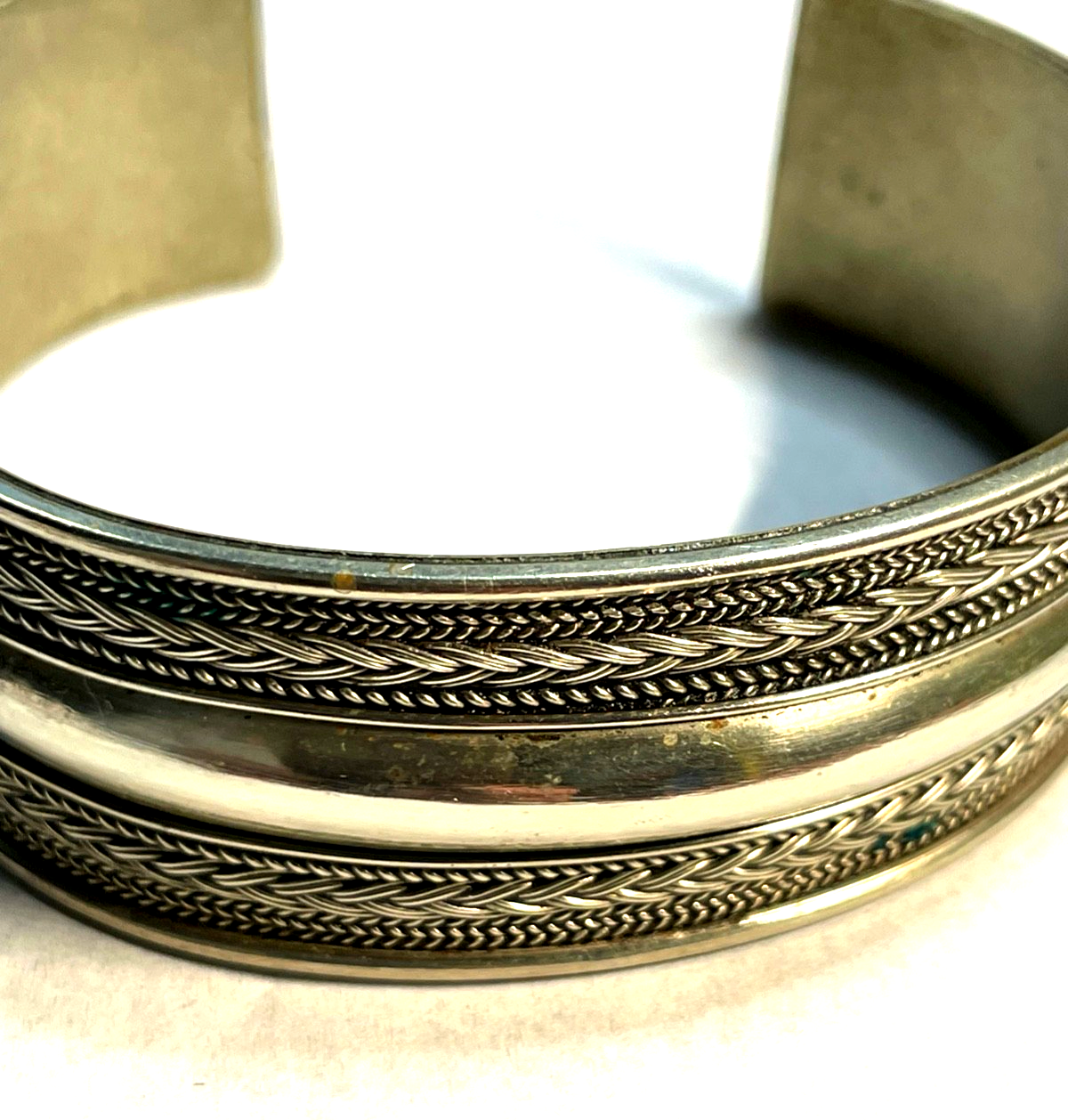 Unisex Ethno Style 925 Silber solider Armreif Armspange 23 mm breit flexibel2