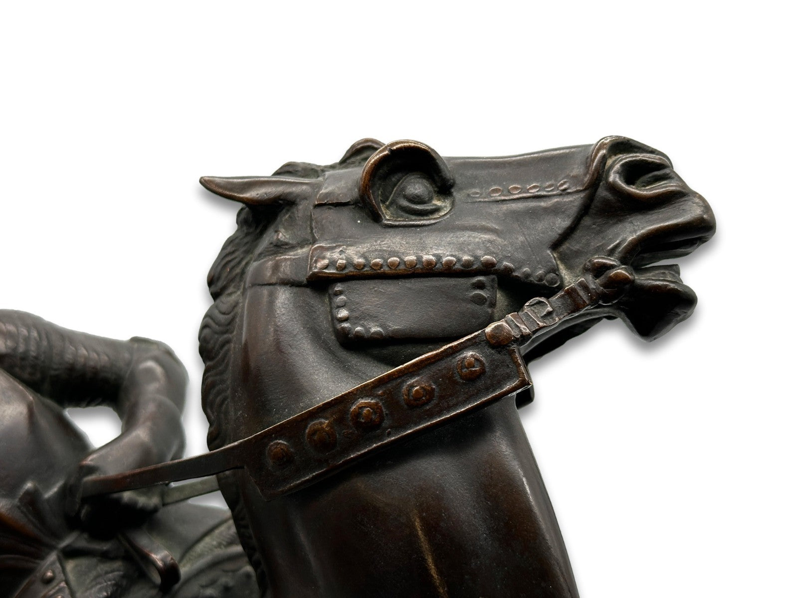 Große Bronze Skulptur - Hl. Georg tötet Drachen - um 1930 - auf Marmorsockel12