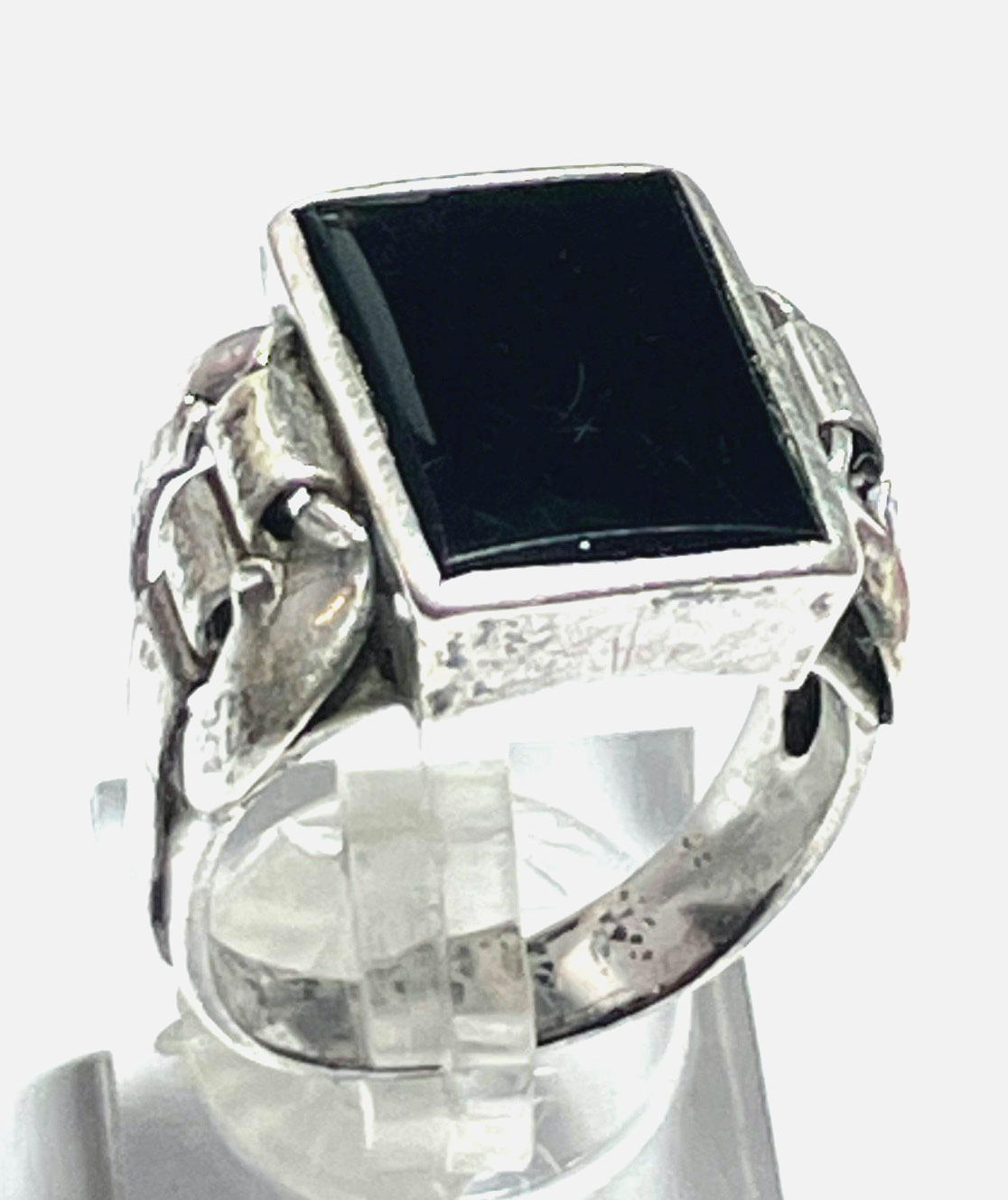 Antik 835 Silber Herrenring Ring Siegelring Onyx ohne Initialen RG 61 Handarbeit0