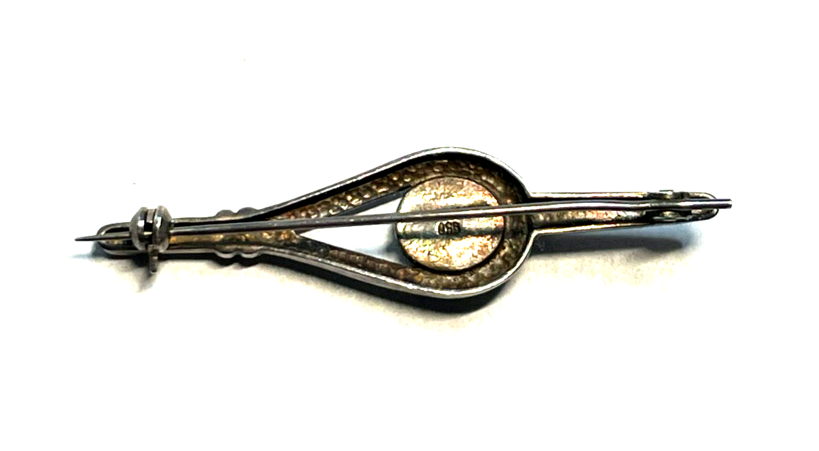 Vintage Margaritis 950 Silber Brosche Anstecknadel Shiva Auge Handarbeit gepfl.6