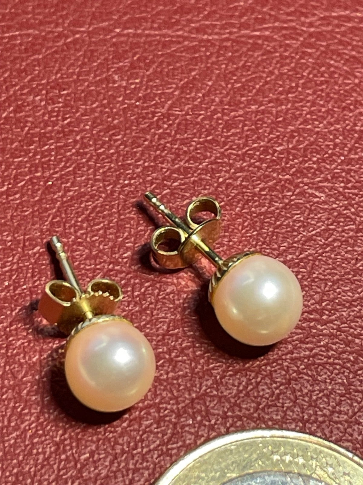 Paar 333 Gelbgold Ohrringe Akoya Perlen Ohrstecker Klassiker Ø 7 mm top gepflegt4