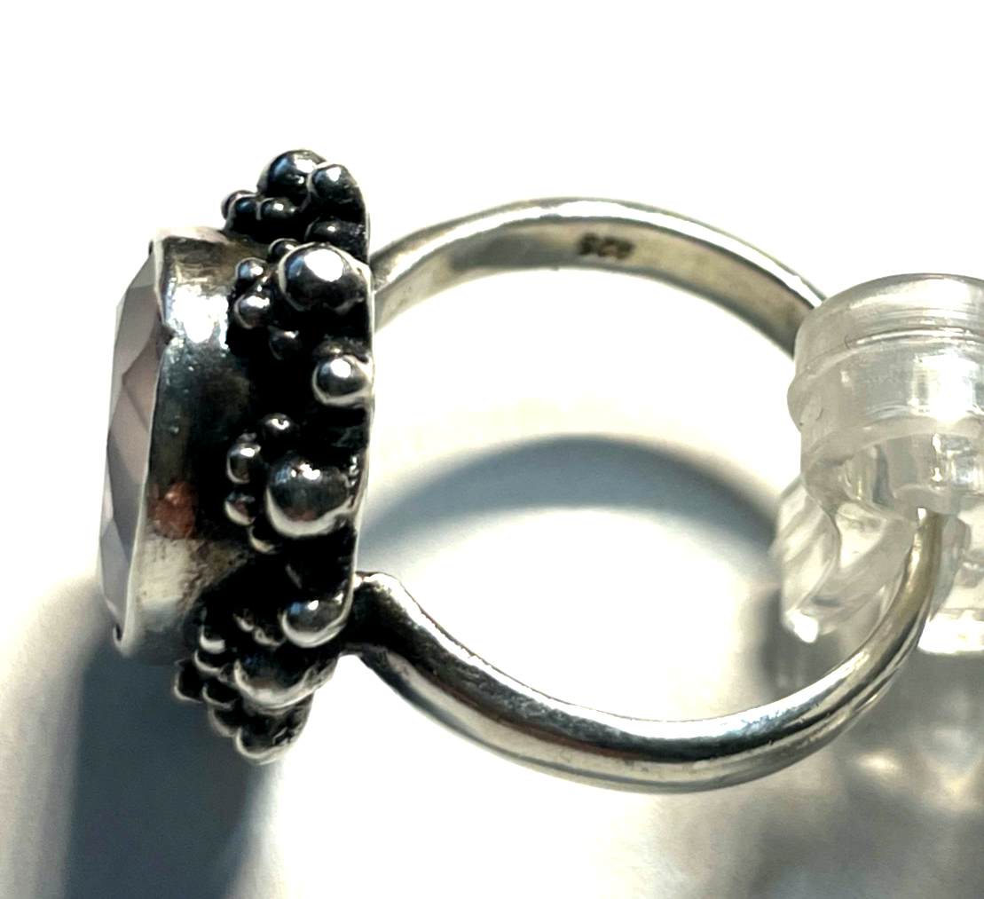 Vintage solider 925 Silber Ring heller Amethyst massiv Ø18,5mm RG 58 Handarbeit5