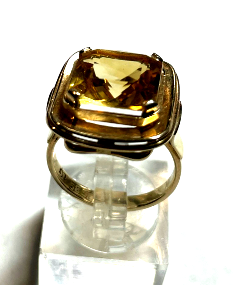 Solider 585 Gold 14 K  Ring großer Citrin Kissen Ø 16,9 mm RG 53 Juwelier gepfl.4